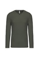 Heren T-shirt lange mouw V Hals Kariban K358 DARK KHAKI